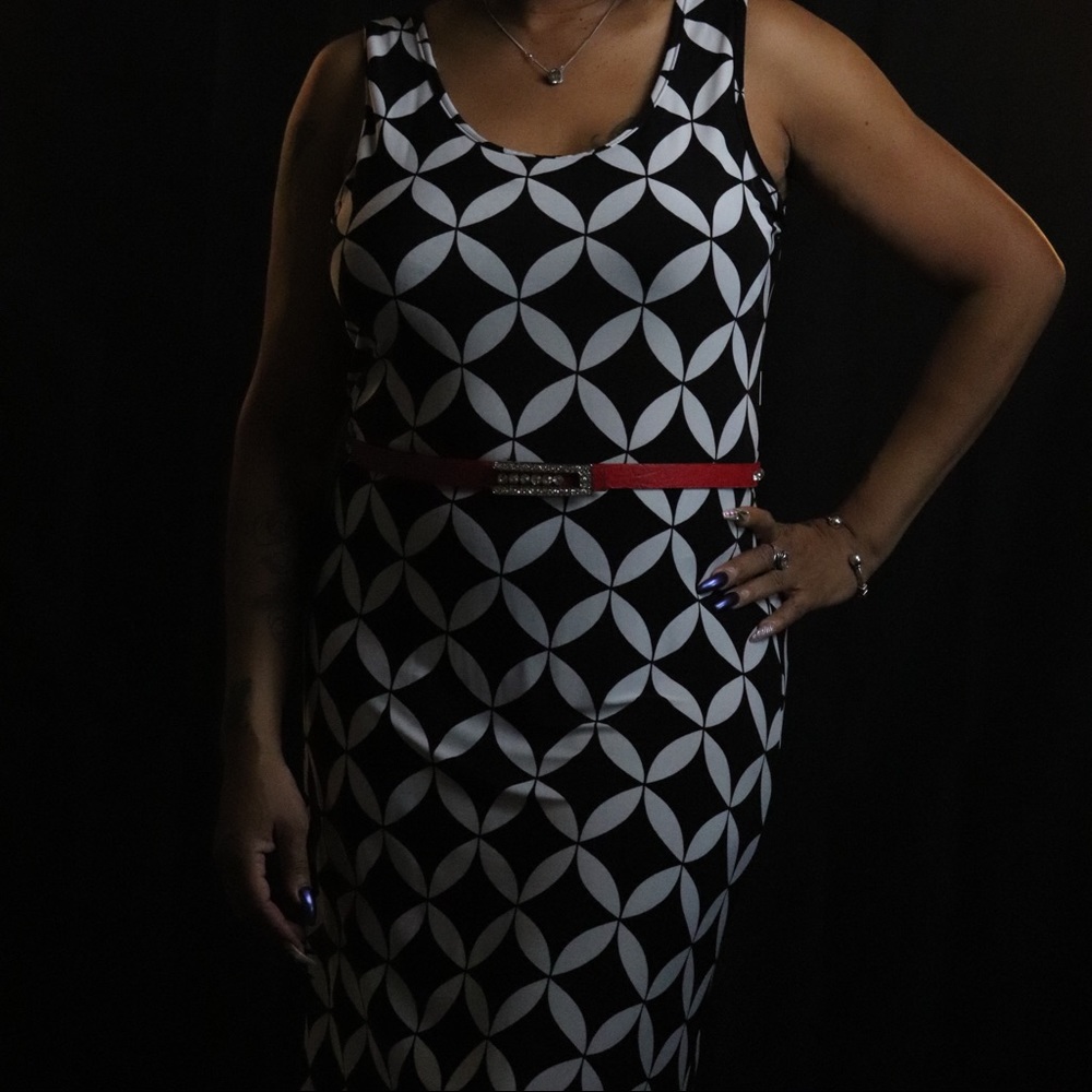 High Low Dress! Red adjustable belt included.